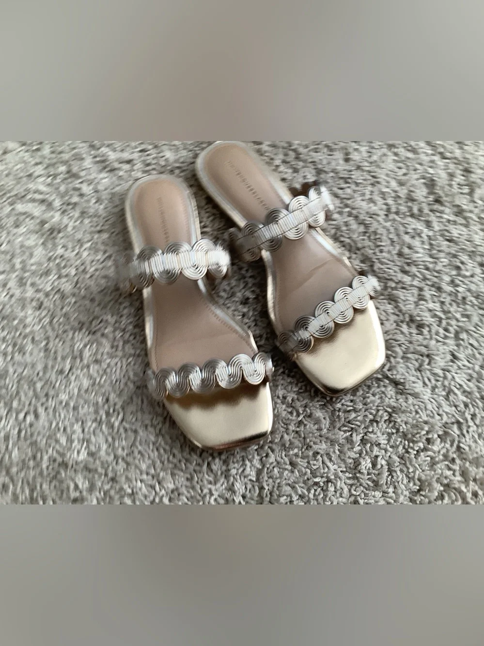 WORN ONCE! White House Black Market Mixed Metal Flat Sandal - Picture 3 of 9